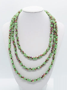 Green and Bronze Glass Bead Necklace - N165