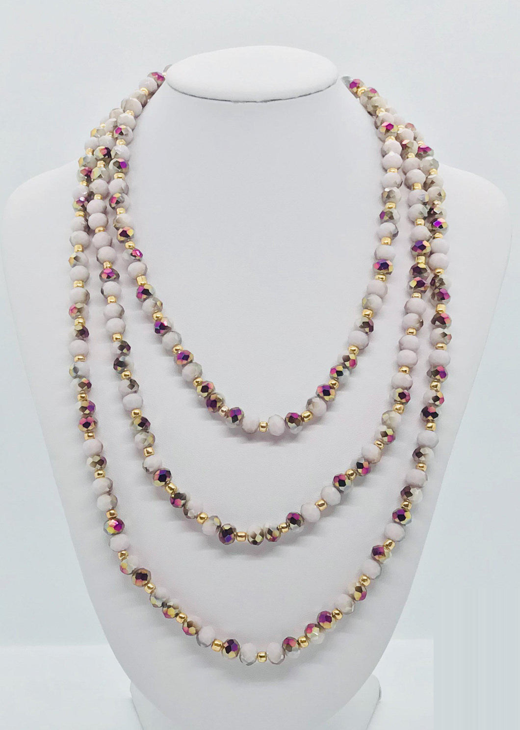 Multi Color Glass Bead Necklace - N173