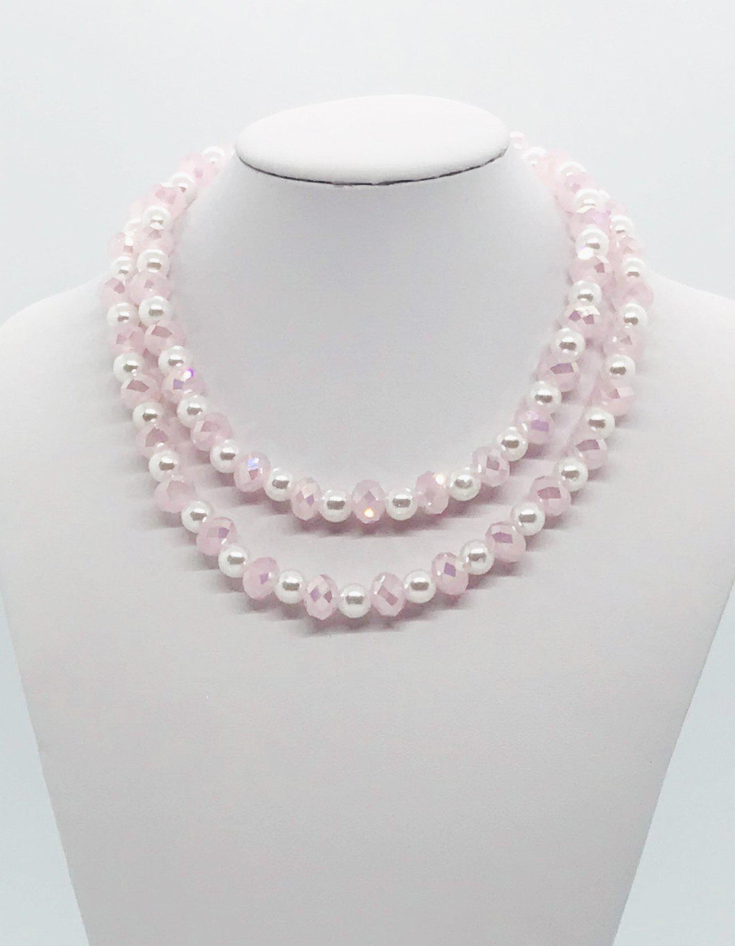 Glass Bead and Glass Pearl Necklace - N176