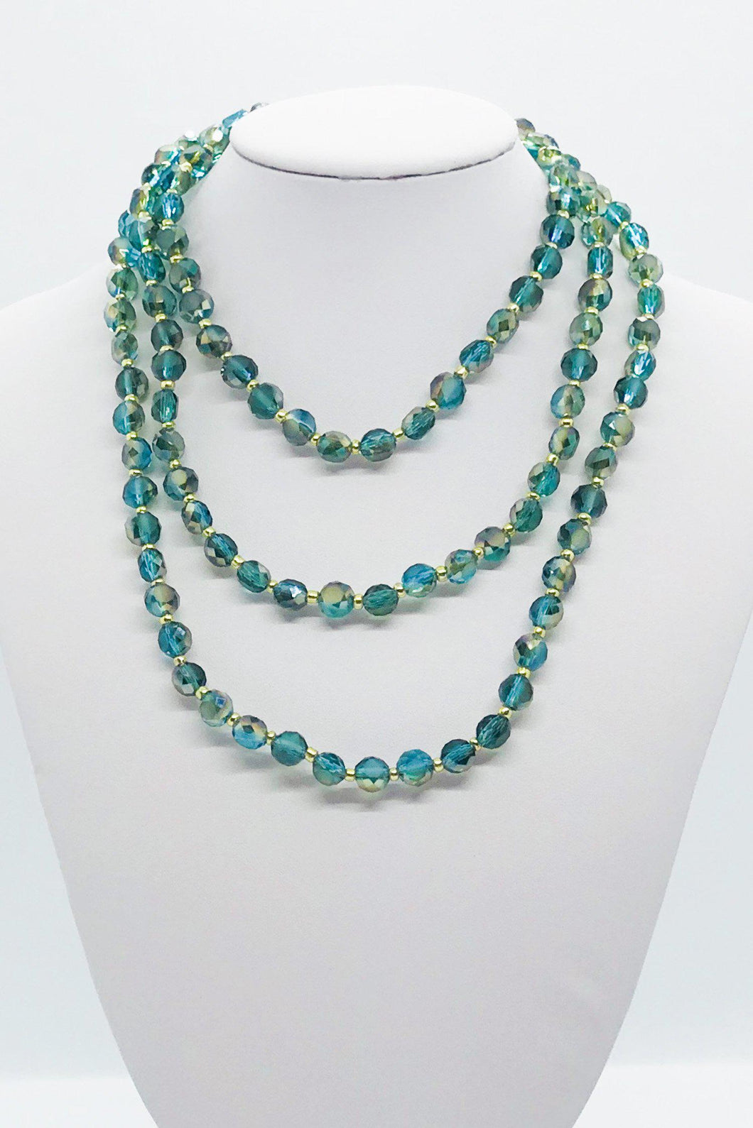 Blue/Green Glass Bead Necklace - N177