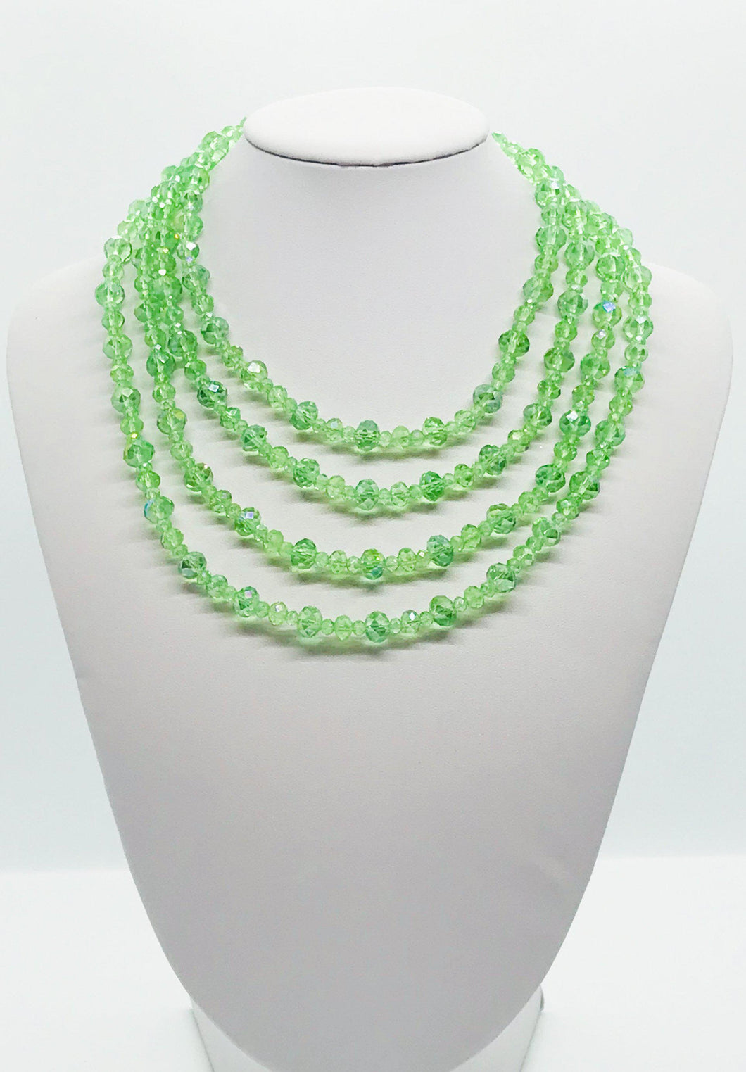Green Glass Bead Necklace- N179