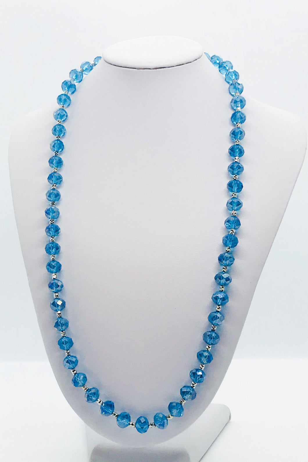 Blue Glass Bead Necklace - N183
