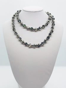 30" Silver Glass Bead Necklace - N185