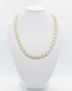 Tan and White Glass Bead Necklace - N200