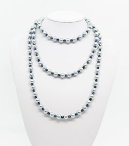 46" Gray Glass Bead Necklace - N235