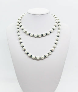 30" White and Gray Glass Pearl and Glass Bead Necklace - N236
