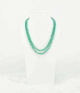 Light Green Knotted Glass Bead Necklace - N330