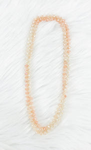 Pink and Cream Ombre' Knotted Glass Bead Necklace - N331