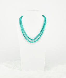 Turquoise Knotted Glass Bead Necklace - N332