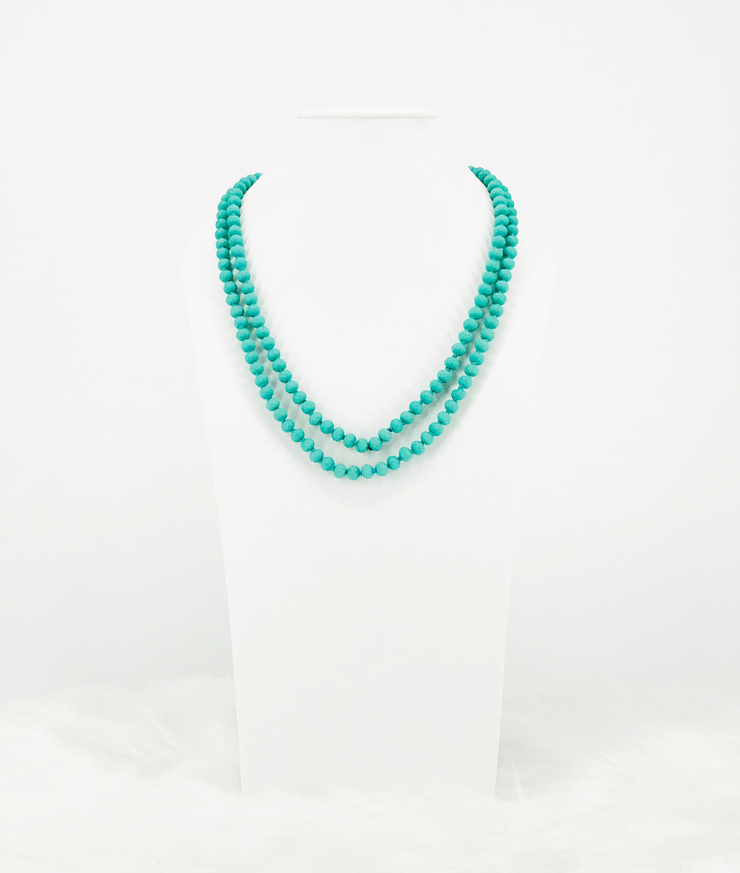 Turquoise Knotted Glass Bead Necklace - N332
