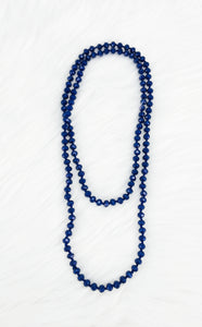 Sapphire Knotted Glass Bead Necklace - N333