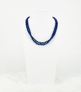 Sapphire Knotted Glass Bead Necklace - N333