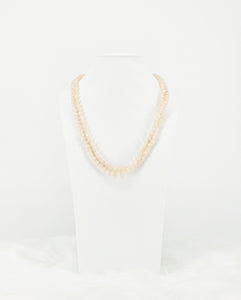 Light Pink Knotted Glass Bead Necklace - N334