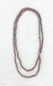 Light Purple Knotted Glass Bead Necklace - N335