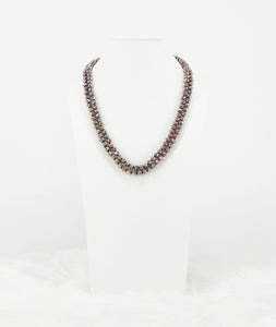 Light Purple Knotted Glass Bead Necklace - N335