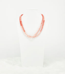 Light Pink Ombre' Knotted Glass Bead Necklace - N337