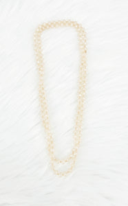 Champagne Knotted Glass Bead Necklace - N339