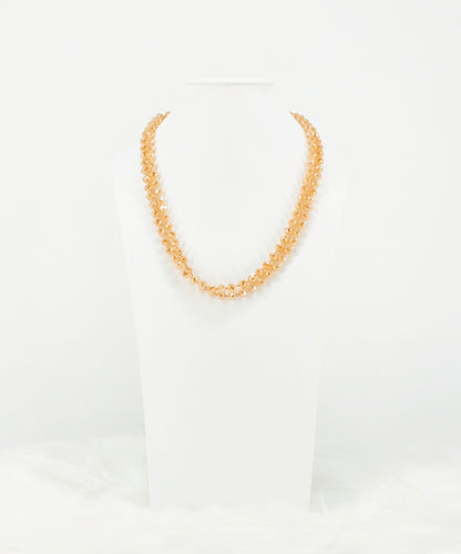 Champagne Knotted Glass Bead Necklace - N341