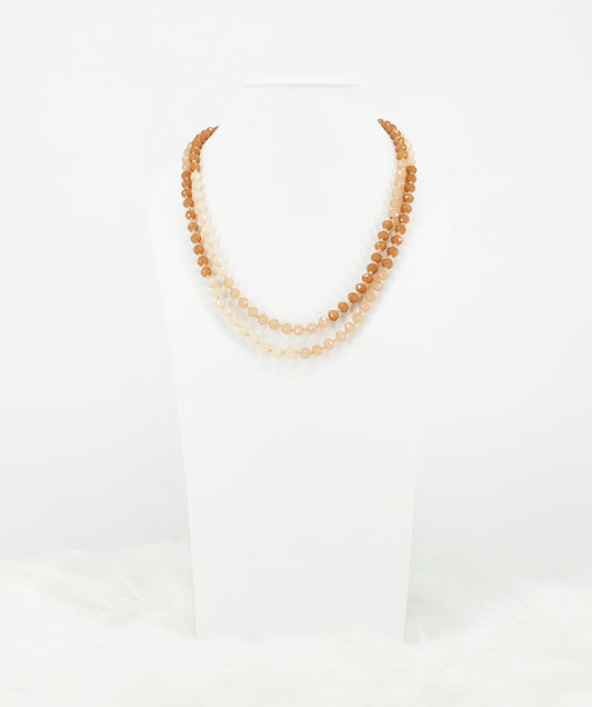 Champagne Ombre' Knotted Glass Bead Necklace - N342