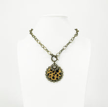 Load image into Gallery viewer, Antique Bronze Leather Pendant &amp; Chain Necklace - N431