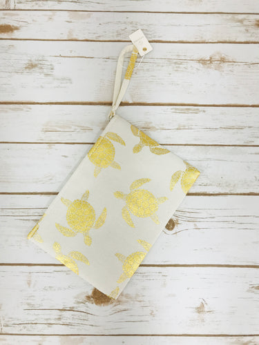 White Gold Foil Turtle Pouch - P101
