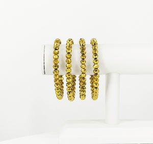 Metallic Copper Glass Bead Stretchy Bracelet - B1534