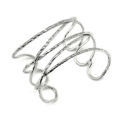 Silver Plated Adjustable Cuff Wide Xs Bracelet - B1613